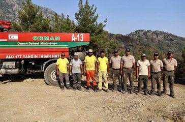 KKTC'nin "alev savaşçıları" Manavgat'taki yangın bölgesinde çalışmalara destek veriyor