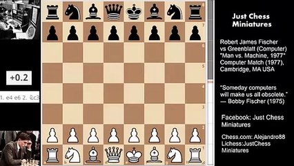 Bobby Fischer enters the Matrix. Game against Greenblatts Computer (1977)