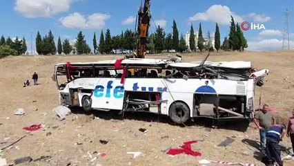 Balıkesir’de 15 kişiye mezar olan otobüs drone ile görüntülendi
