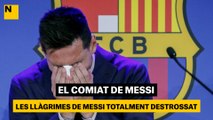 Leo Messi plora abans de començar el seu discurs