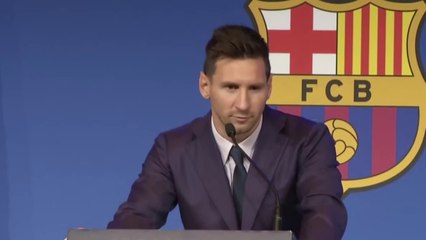 Lionel Messi crying during his press conference - Goodbye Barcelona