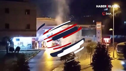 Magandaların benzinlikte havai fişek atması korku saçtı