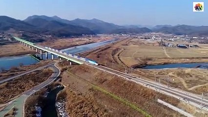 Korean High Speed Train-KTX Drone Footage