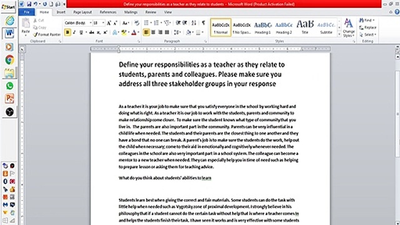 Defining a role as a teacher