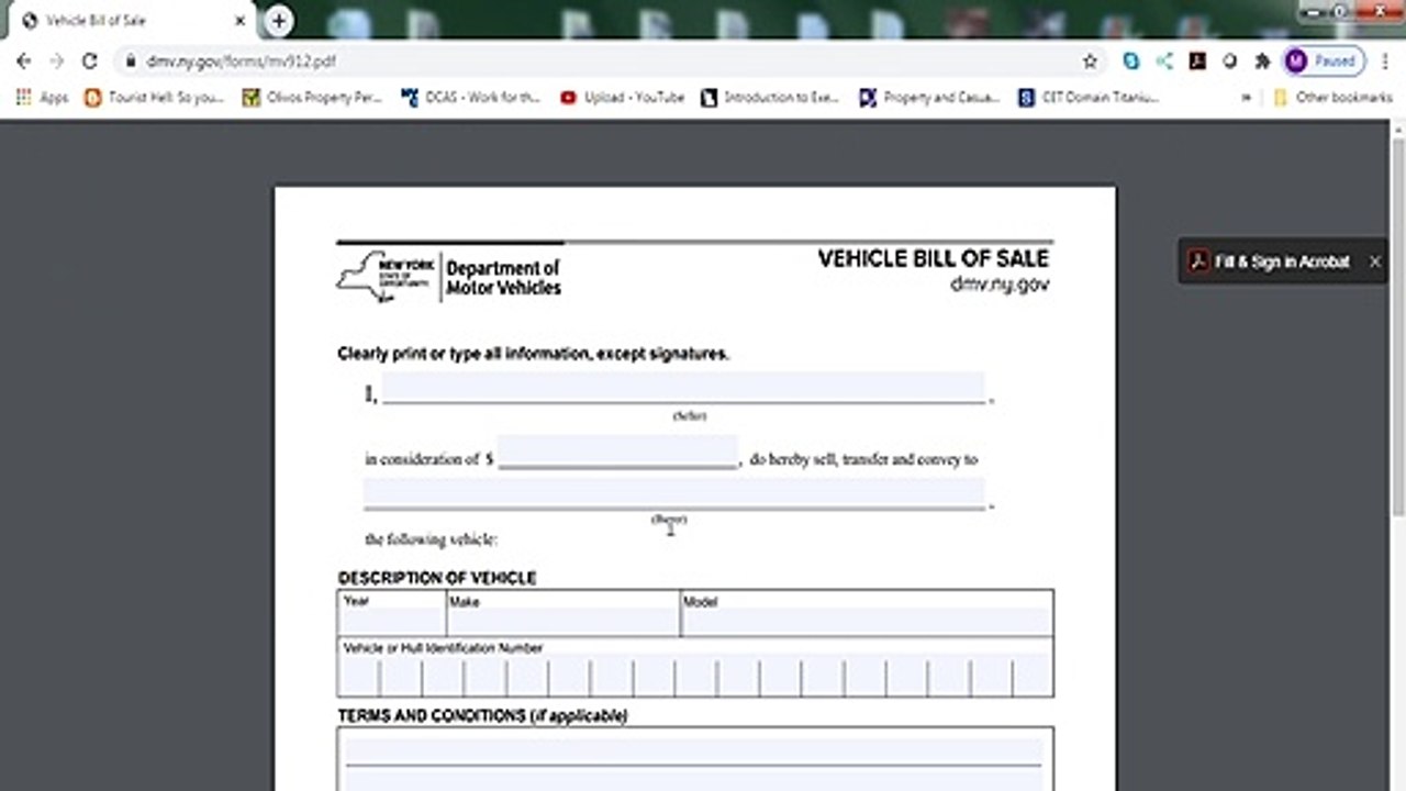 dmv vehicle bill of sale
