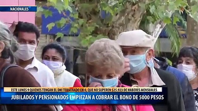 Jubilados y pensionados empiezan a cobrar este lunes el bono de 5000 pesos