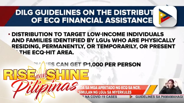 Guidelines para sa pamamahagi ng ayuda, Inilabas ng DILG; Pamamahagi ng financial aid, maaari nang simulan ng LGUs sa Miyerkules