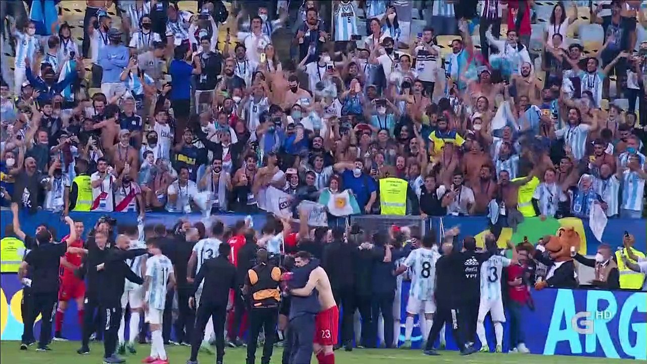 La selección Argentina celebrando la Copa América