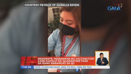 Residente, hinanapan ng vaccination card kapalit ng quarantine pass sa isang barangay sa QC | UB