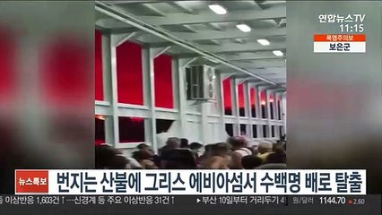 번지는 산불에 그리스 에비아섬서 수백명 배로 탈출