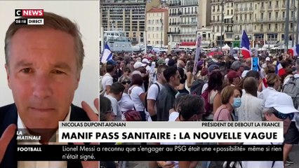 Download Video: Pass Sanitaire - Nicolas Dupont-Aigan affirme que près d'un million de personnes étaient en réalité dans la rue samedi dernier et refuse de dire si il a été vacciné