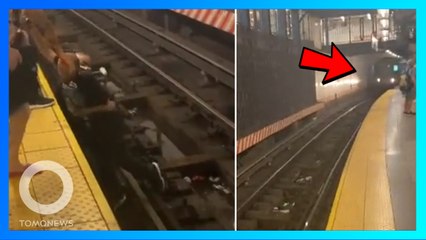 差幾秒就被火車撞！輪椅男跌下鐵軌 善男及時救援