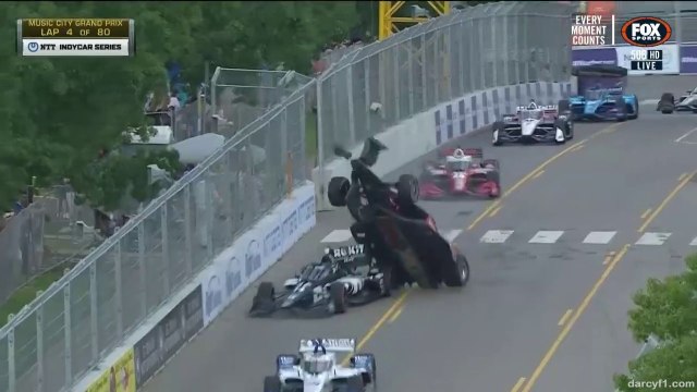 Indycar Series Nashville 2021 Race Ericsson Bourdais Big Crash Airborne