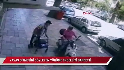 Yavaş gitmesini söyleyen yürüme engelliyi darbetti