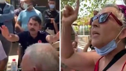 Bakan Kurum, yangın bölgesinde vatandaşların sorunlarını dinlerken tansiyon bir anda yükseldi