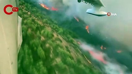 Rus uçaklarının orman yangınına müdahale görüntüleri paylaşıldı