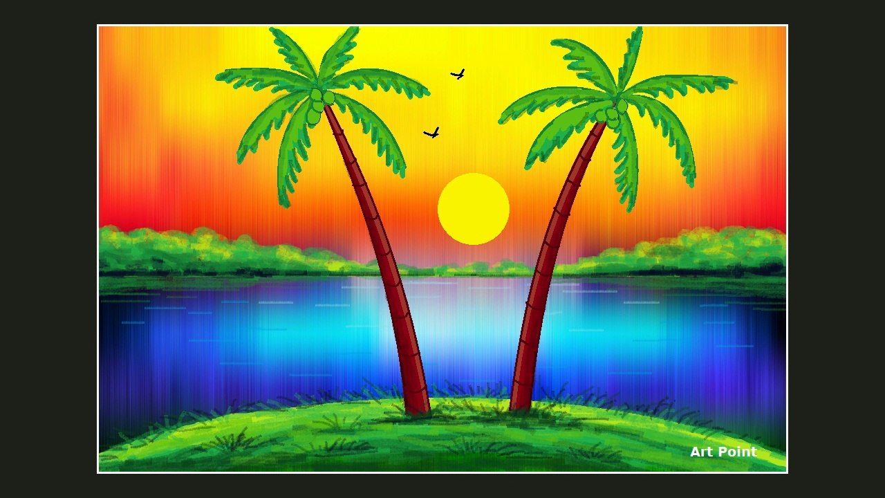 How to Draw - in computer| Microsoft paint tutorial | ms paint | scenery drawing 085 - Art Point