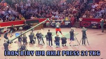 'NEW WORLD RECORD - Iron Biby Lifts 217KGs to Break Axle Press WR & Crowd Celebrations'