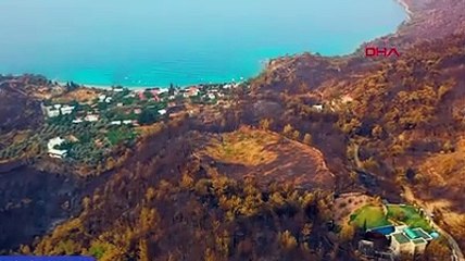Bodrum ve Milas'ta yanan alanlar dron ile havadan görüntlendi