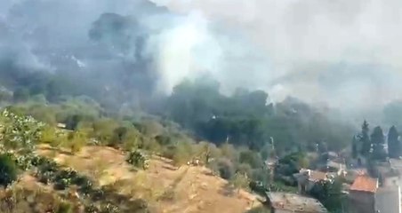 Roccapalumba (PA) - Incendi di vegetazione, lanci d'acqua nelle zone impervie  (09.08.21)