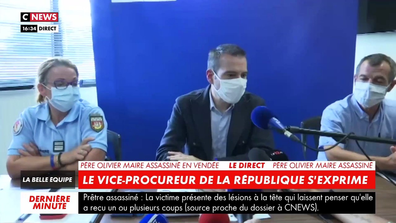 Meurtre d'un prêtre en Vendée - Regardez l'intégralité de la conférence de presse du Vice-Procureur de La Roche-sur-Yon qui a donné les dernières informations sur l'affaire