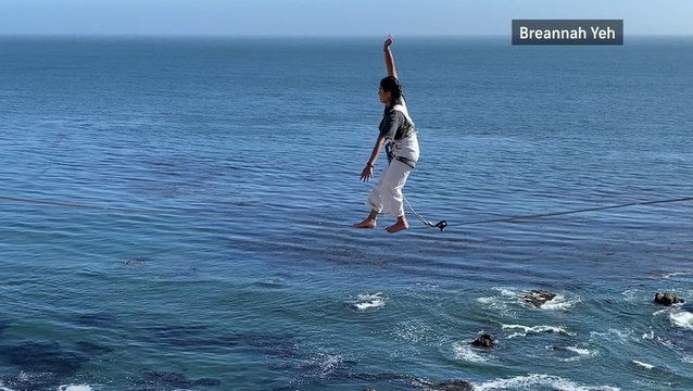 California slackliner is a high wire act, reaching new heights on a 2-inch wide rope