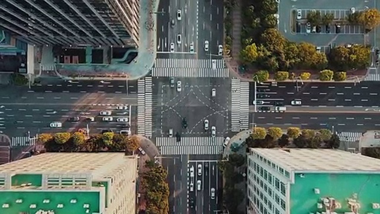 GoPro Shot Of An Intersection Road In A City _ Video No 6 _ Drone Shots