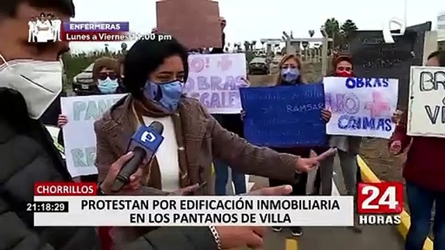 Chorrillos: vecinos protestan por edificación inmobiliaria en los Pantanos de Villa