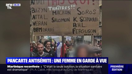 Qui est la femme en garde à vue pour avoir brandi une pancarte antisémite dans une manifestation anti-pass sanitaire ?