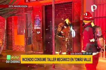 Los Olivos: voraz incendio consumió taller de mecánica en avenida Tomas Valle