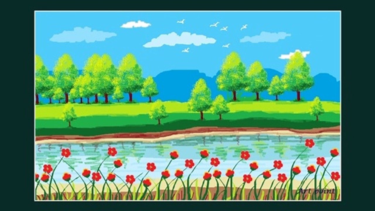 How to Draw - in computer| Microsoft paint tutorial | ms paint | scenery drawing 094 - Art Point