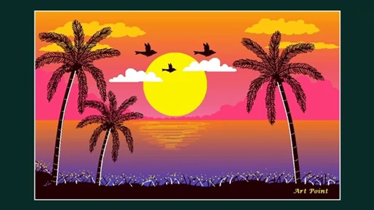 How to Draw - in computer| Microsoft paint tutorial | ms paint | scenery drawing 097 - Art Point