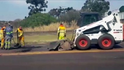 Asfalto da BR-277 na região do lago passa por manutenção; fluxo de veículos está sendo redirecionado