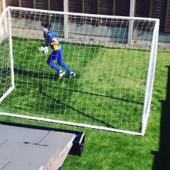 Pequeno guarda-redes treina sozinho