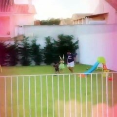 Marcos Acuña sempre muito competitivo... até com o filho