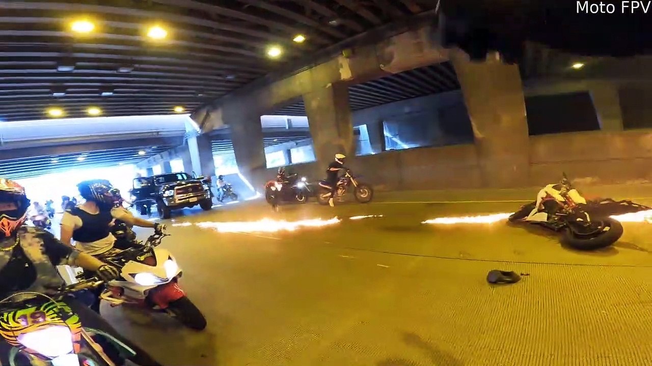 Motorcycle Stunt Rider Ends up in Flames