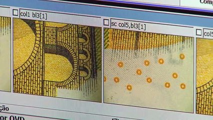 Imagens sobre o processo produtivo de notas de euro