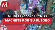 Un hombre agrede a una mujer indígena embrazada con un machete