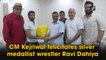 CM Kejriwal felicitates silver medallist wrestler Ravi Dahiya