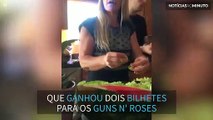 A reação da mulher quando ouve o marido a ganhar bilhetes para Guns N' Roses