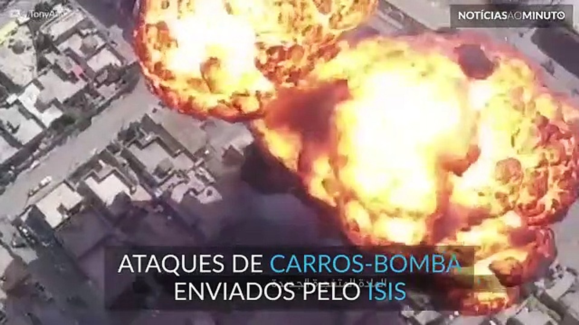 ⁣Drone filma ataques de carros-bomba no Iraque