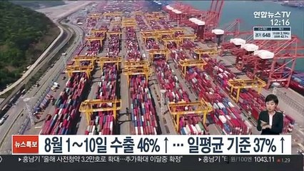 8월 1∼10일 수출 46%↑…일평균 기준 37%↑