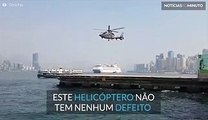 Helicóptero levanta voo com hélices 