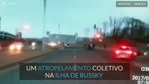 Atropelamento coletivo na Ilha de Russky na Rússia