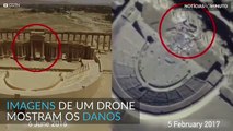 Drone mostra danos causados em sítio histórico em Palmira