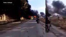 Autocarros destinados a evacuação e Alepo incendiados