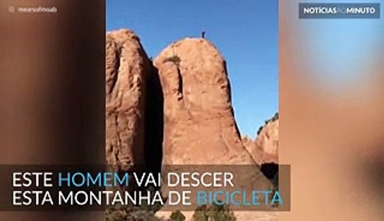 Homem desce montanha de bicicleta. Impressionante!