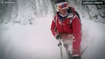 Esquiador destemido enfrenta 3 metros de neve na montanha Mágica