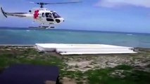 Helicóptero cai no momento da aterragem e assusta turistas