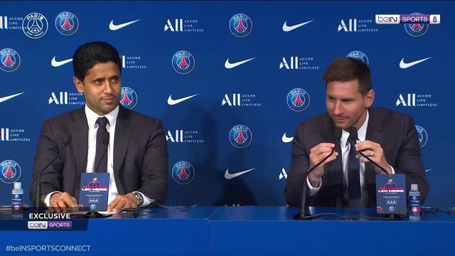 Nasser Al-Khelaifi welcomes Lionel Messi to PSG